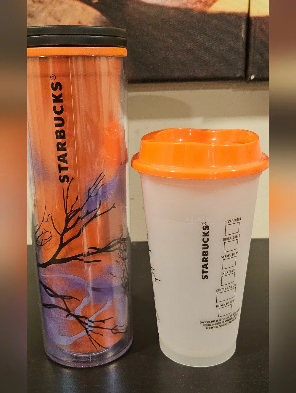 Starbucks 2022 Halloween raven 12oz tumbler & glow in the dark Raven plastic cup